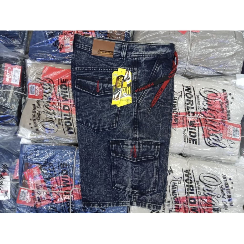 *promo*celana pendek denim cargo Rip size 28-33/celana pendek kempol jeans/celana pendek cargo Rip P