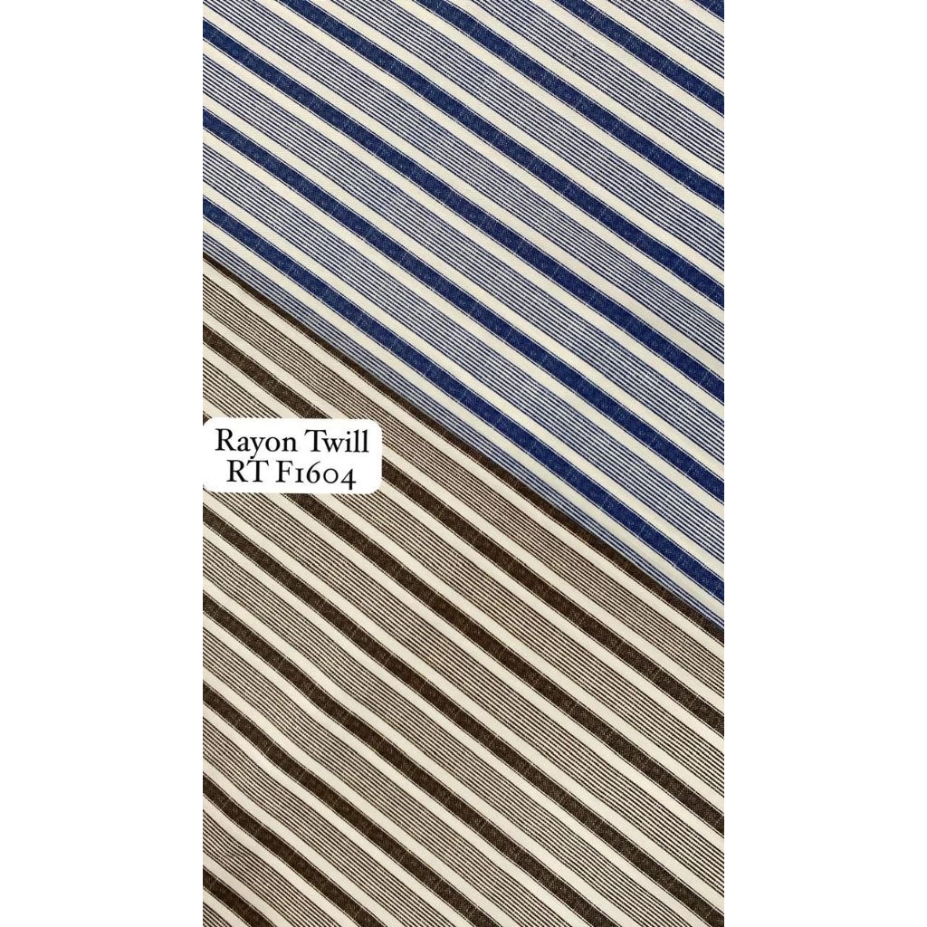Kain Katun Rayon Twill Motif Salur Premium (0,5 Meter)