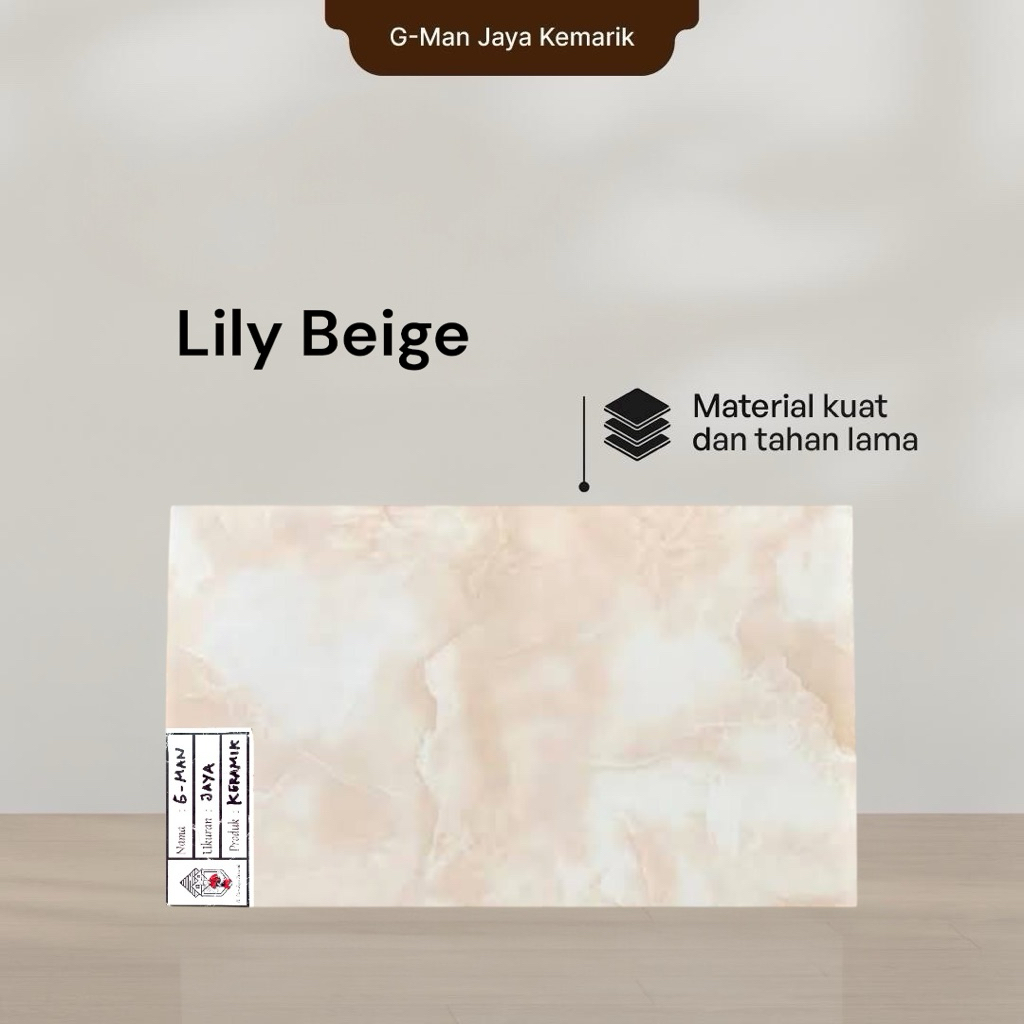 Keramik Dinding Dasar Coklat 25x40 Lily Beige Keramik Mulia Ceramic Glossy Grade Isi 10 pcs