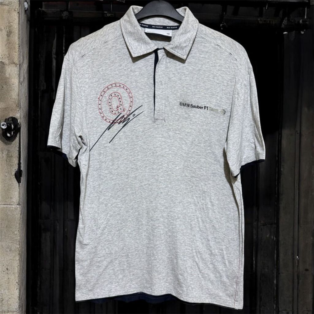 Vintage BMW Sauber F1 Team Nick Heidfeld 2006-2009 Signature Polo Shirt | kaos kerah Formula 1 GP ba