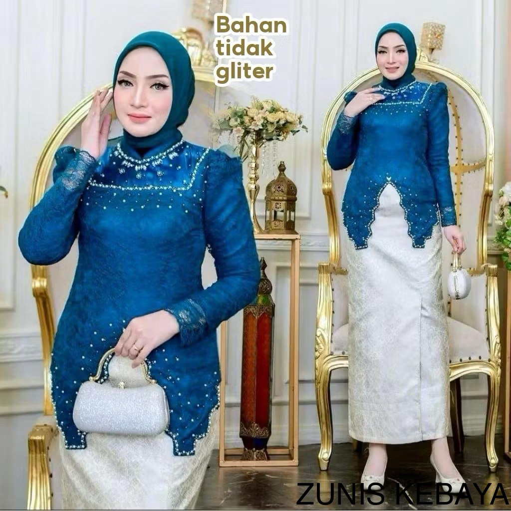 ZUNIS KEBAYA SANILA BROKAT | rok songket lilit  | Free hijab | setelan kebaya payet | set kebaya son
