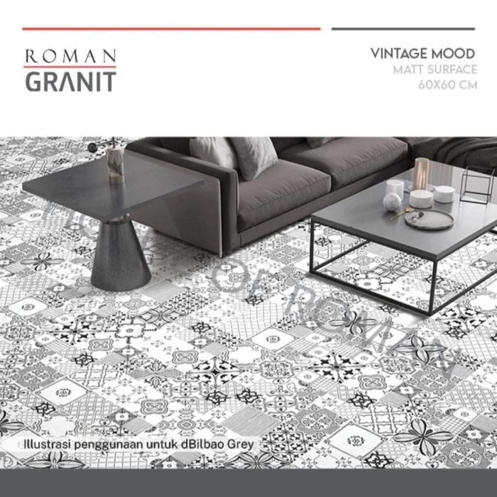 Roman Granit Lantai 60x60 dBilbao Grey (Vintage Mood) / Granit Lantai Vintage / Keramik Lantai Rusti