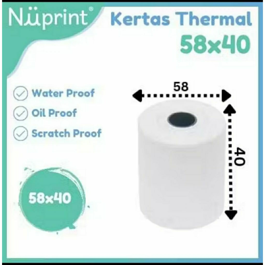 KERTAS STRUK THERMAL PAPER ROLL 58MM 58X40
