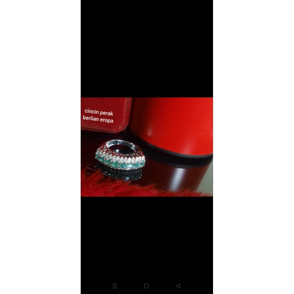 cincin perak berlian+batu safir