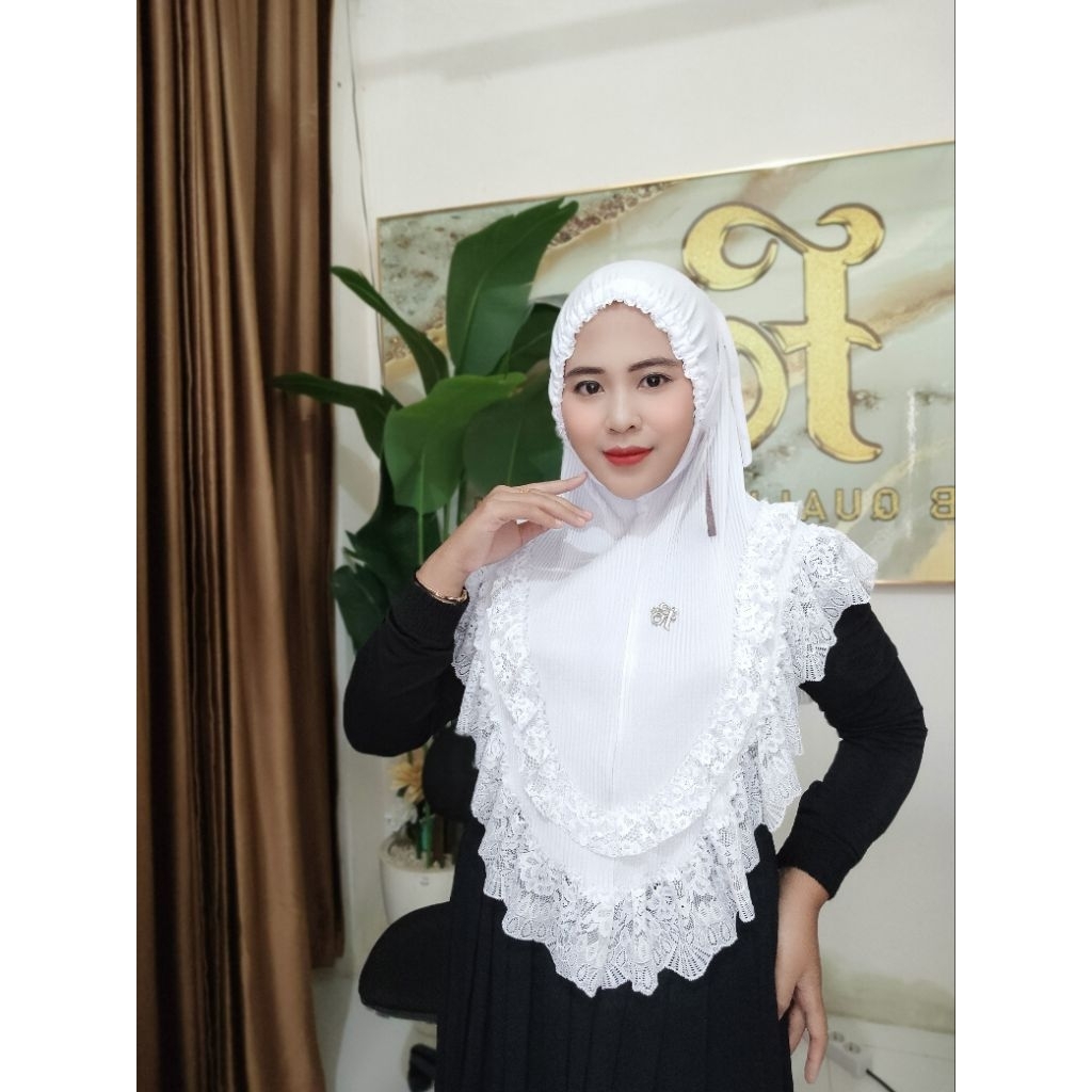 Jilbab Fo Alena kerut dahi renda mewah