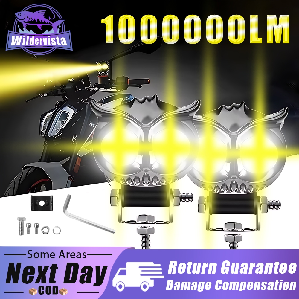 Lampu Tembak Laser LED Owl Cr7 Led 2 Warna High Low LED Sepeda Motor Lampu Kabut Mengemudi Lampu Tem