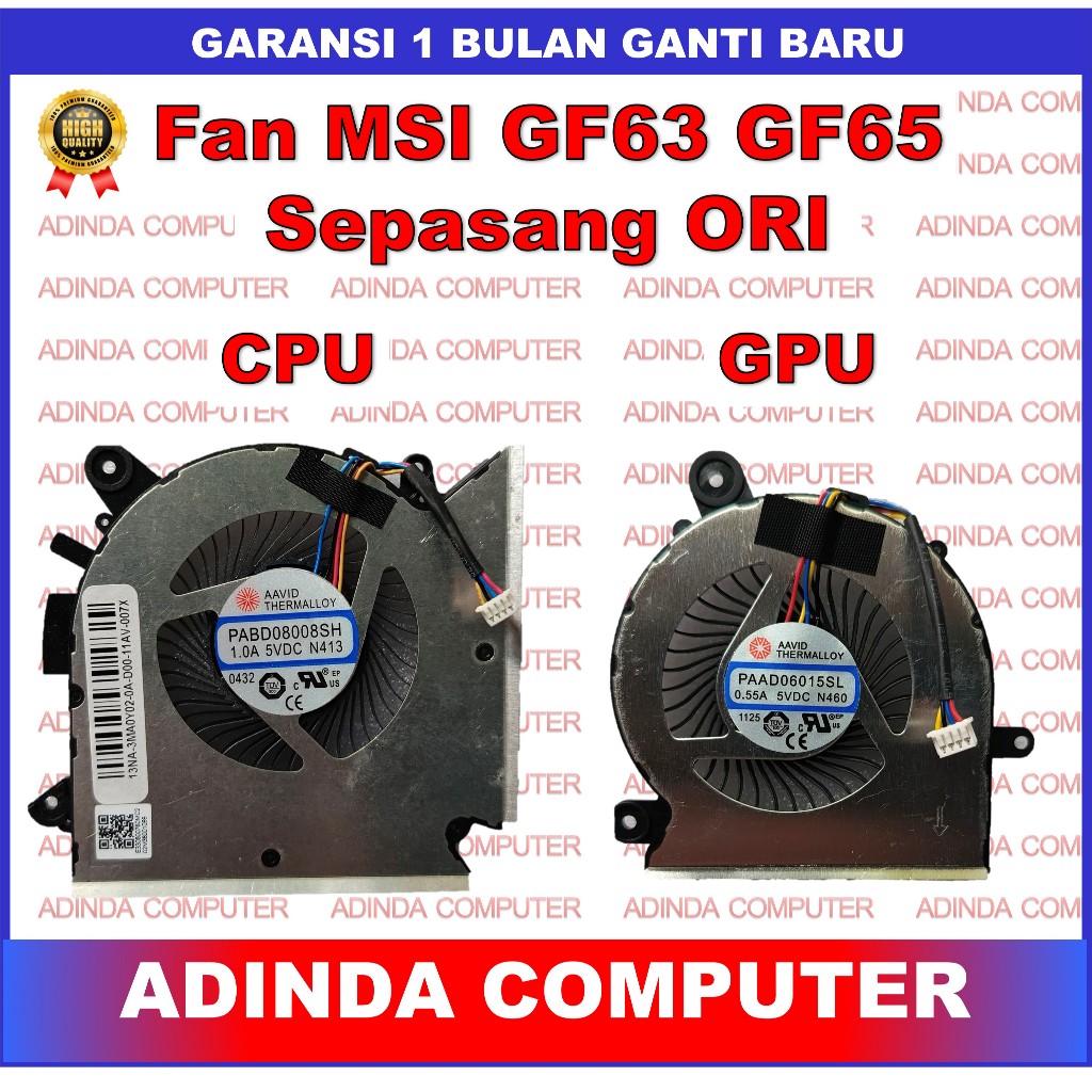 Fan MSI MSI GF63 GF65 9RCX-818 9SC-066 8SC-030 Thin Sepasang ORI