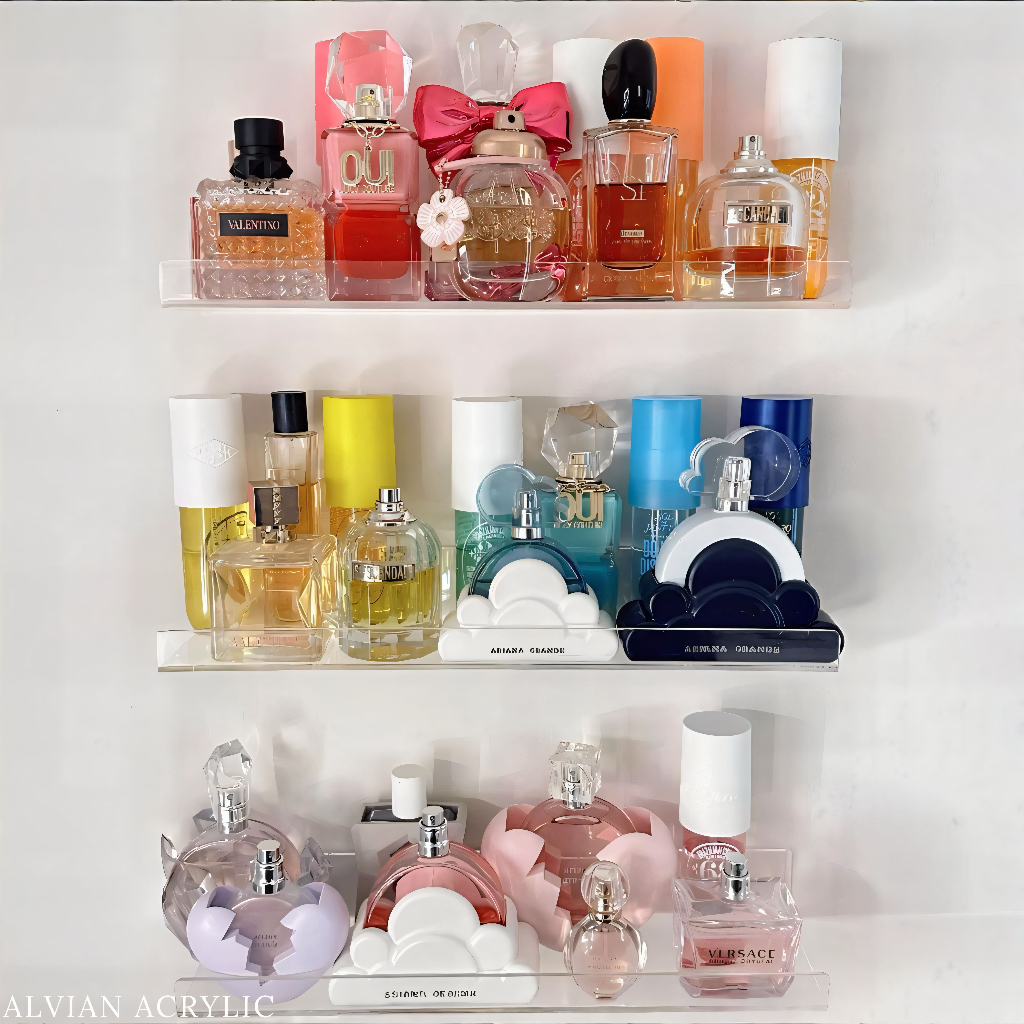 Rak Parfum Kosmetik Akrilik - Rak Bumbu Akrilik Transparan - Rak Akrilik Pajangan Parfum / Skincare