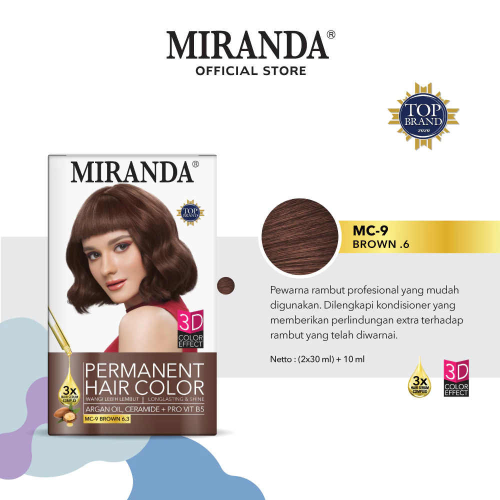 Miranda Hair Color MC9 Brown 30ml | Cat Rambut Permanen Warna Coklat