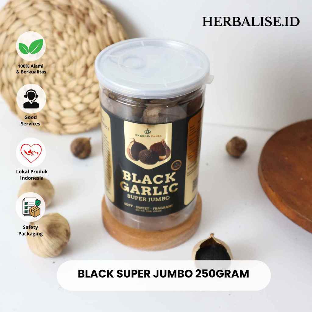 Black Garlic Super Jumbo Bawang Putih Tunggal Premium 250 gram Herbalise