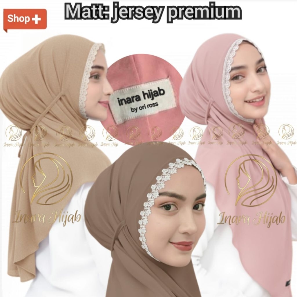 HIJAB Renda Instan Medina Malay Jersey Super Premium Bergo Renda tali bergo hamidah non pet Hijab da