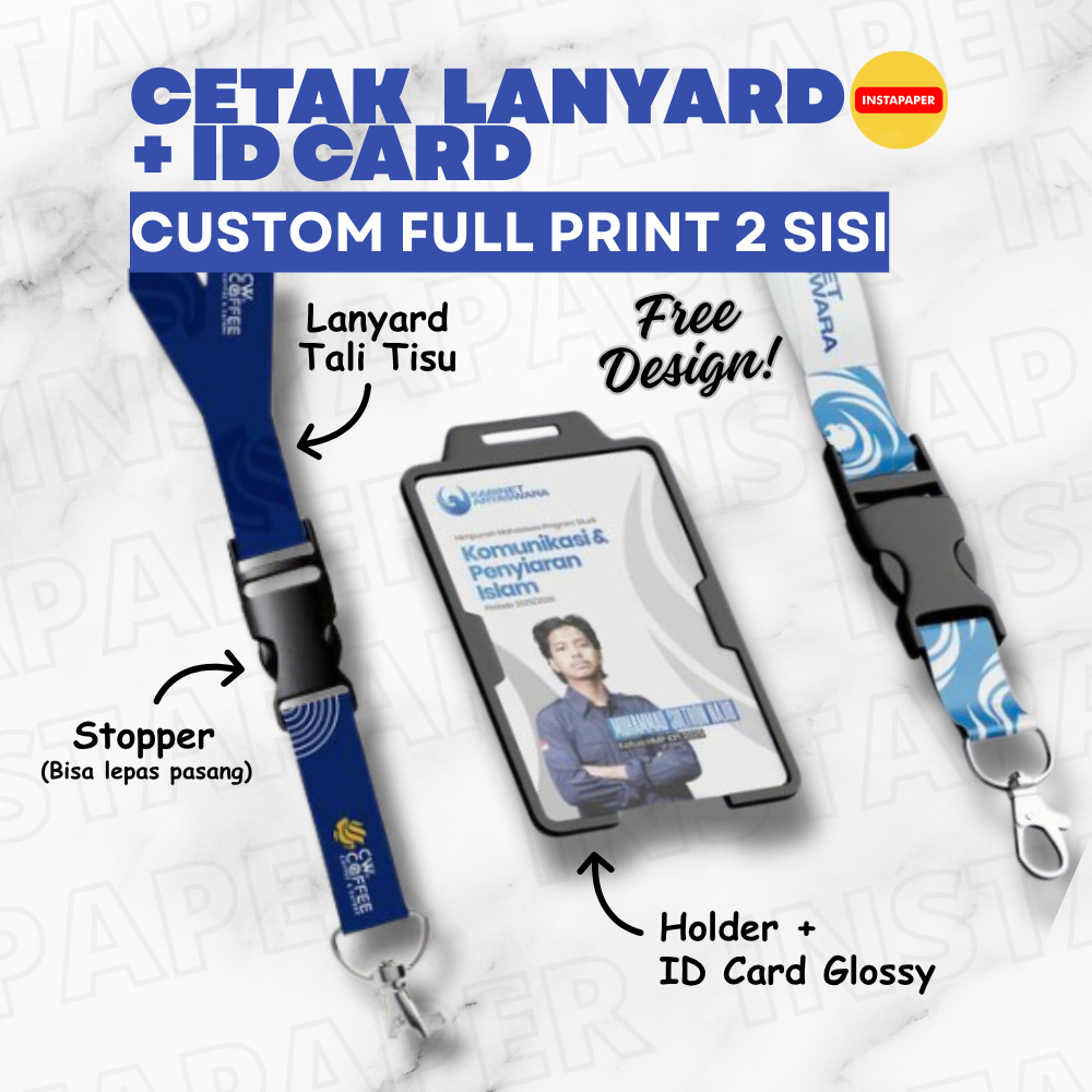 Cetak Lanyard ID Card 2 sisi fullprint / Custom Lanyard Id Card Tebal