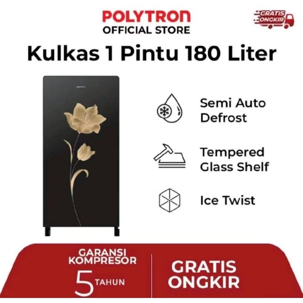 KULKAS POLYTRON 1PINTU BELLEZA PRA-18MNX 180LITER KULKAS POLYTRON PRA-18MNX