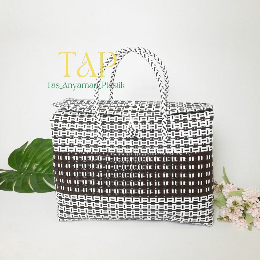 Tas Keranjang Wanita Souvenir Keranjang Tutup Anyam Plastik Tas Jali Tutup Atas Tas Jali Tutup Jumbo