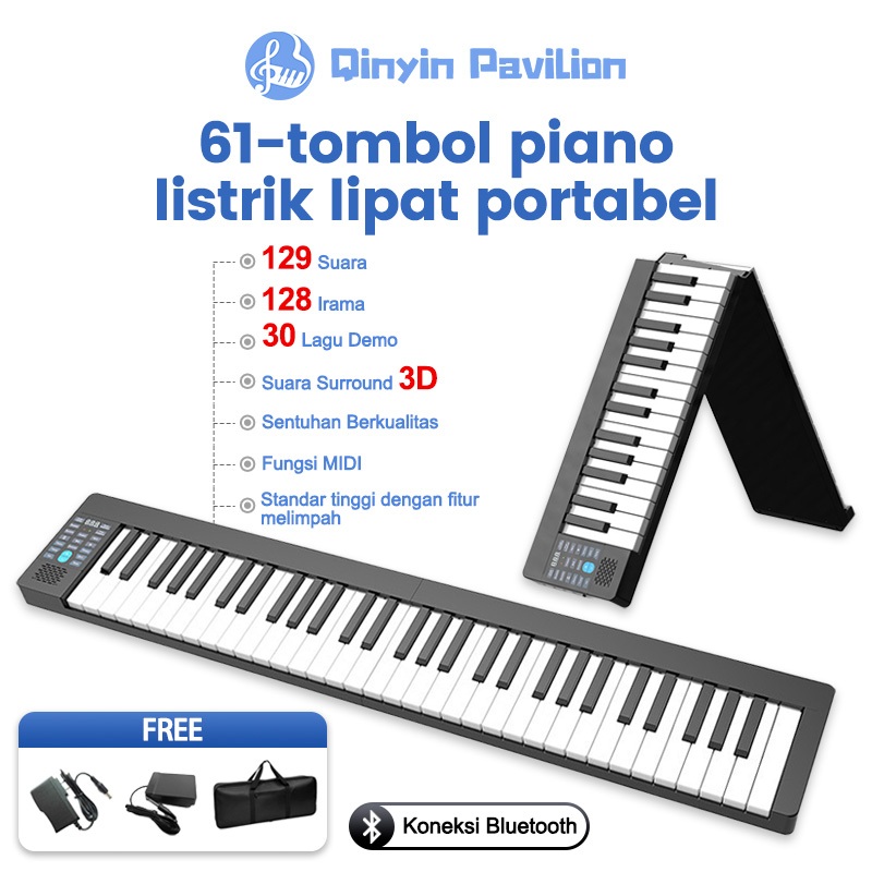 Qinyin_Pavilion- 61-tuts piano lipat, piano elektrik pintar 61-tuts bluetooth keyboard portabel keyb