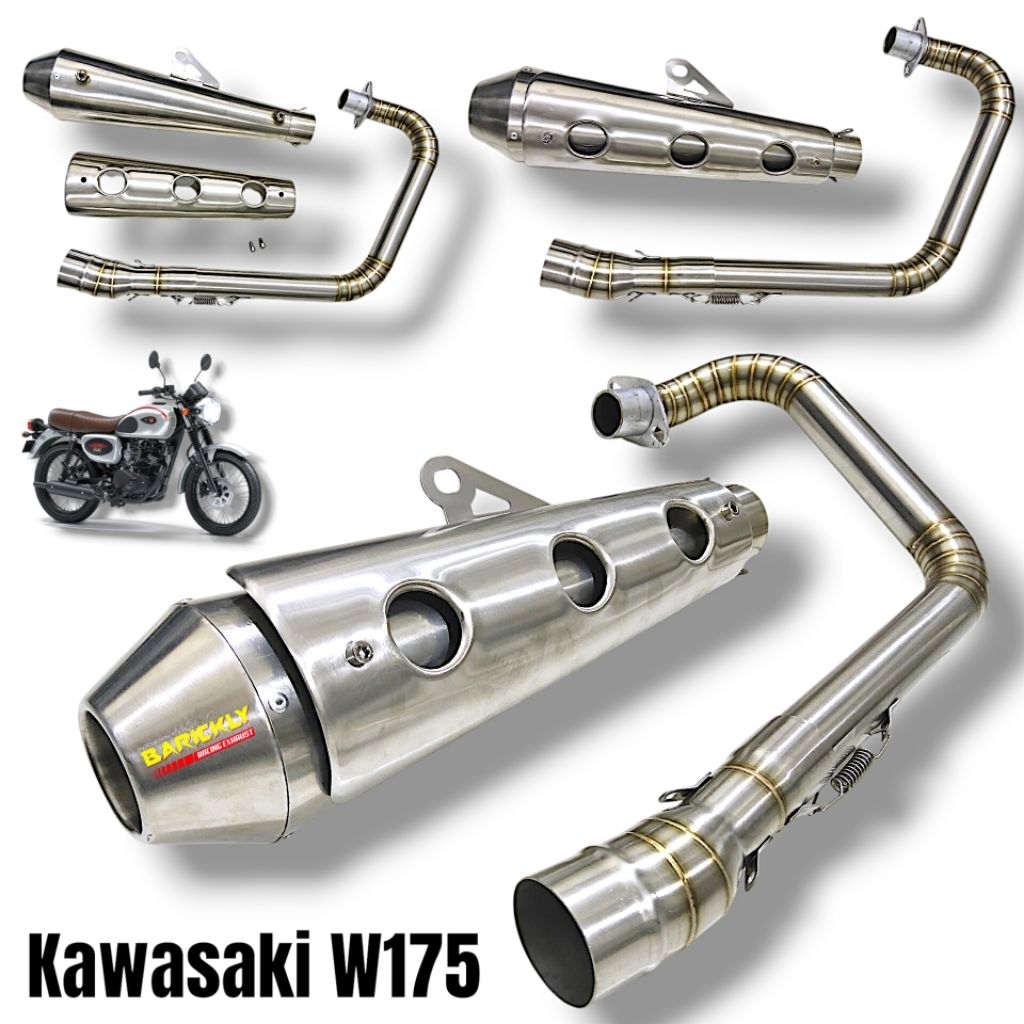 Knalpot Kawasaki W175 SE Cafe Custom Racing Fullsystem W175 SE Cafe Original Barickly Racing Murah B
