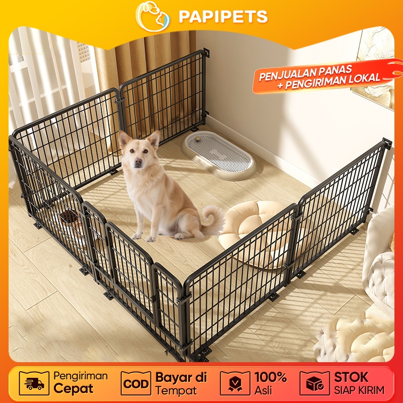 Pagar Hewan Peliharaan Besi Serbaguna Pagar Anjing Indoor Outdoor Pembatas Aman Mudah Dipasang