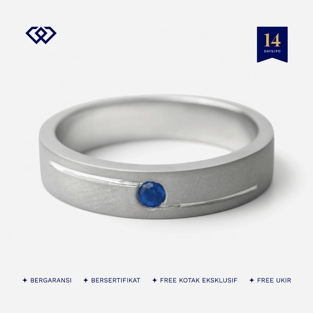 Winata Jewelry Cincin Cowok Single Perak Rhodium