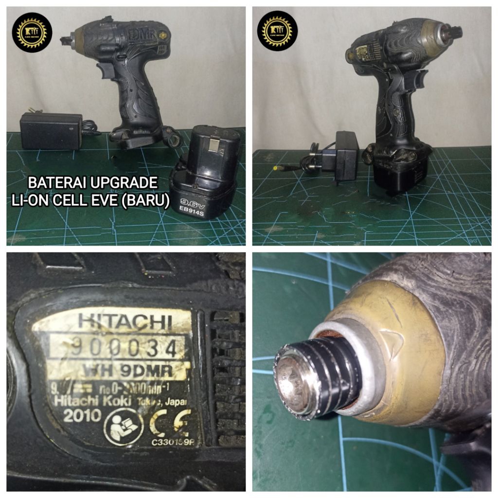 impact driver cordless 9.6V Hitachi koki hikoki Japan WH9DMR bor obeng hex baterai 9.6V