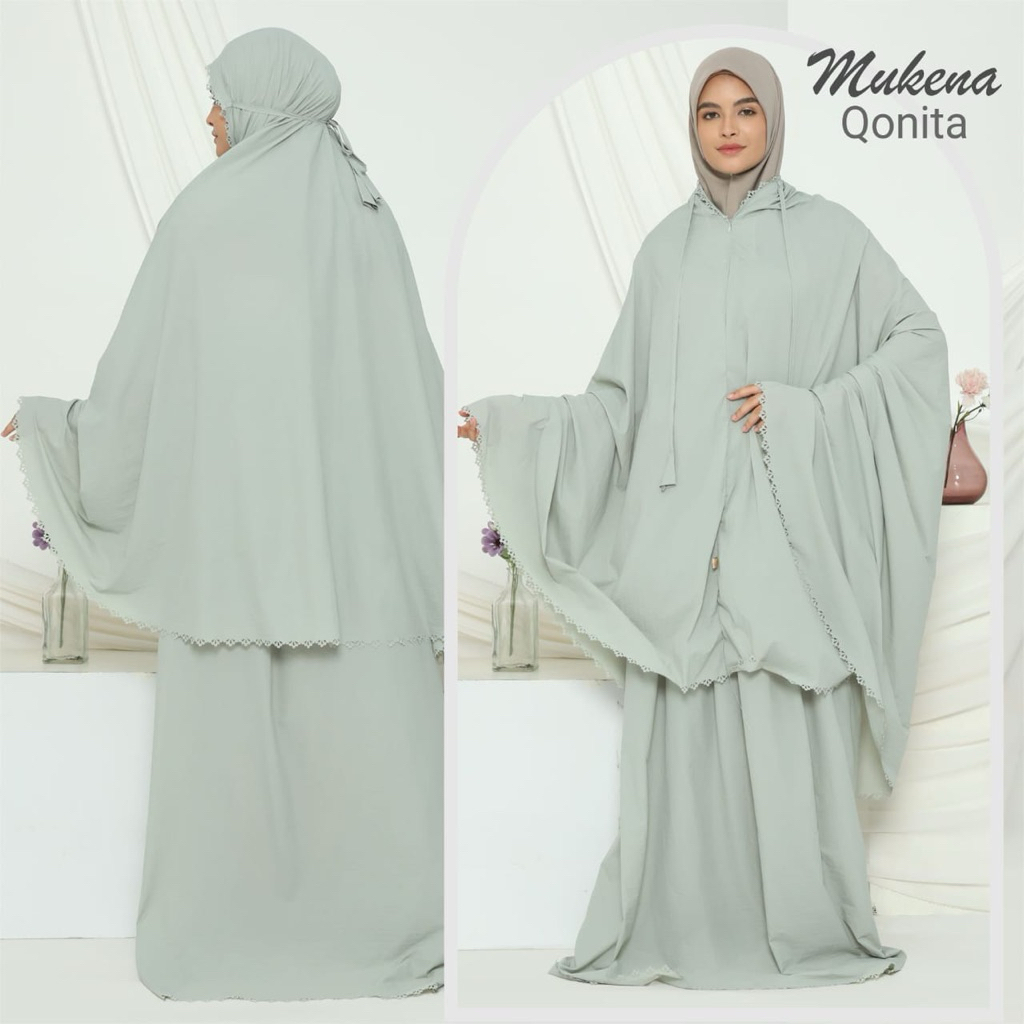 Mukena Qonita | Mukena Traveling Solite Sleting LC | Mukena Premium | Mukena Traveling | Mukena Adem