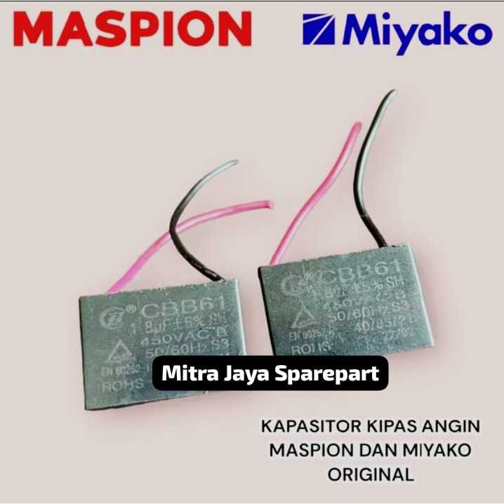 KAPASITOR KIPAS ANGIN MIYAKO 1,8 UF / KAPASITOR KIPAS ANGIN MASPION 1,8 UF ORIGINAL