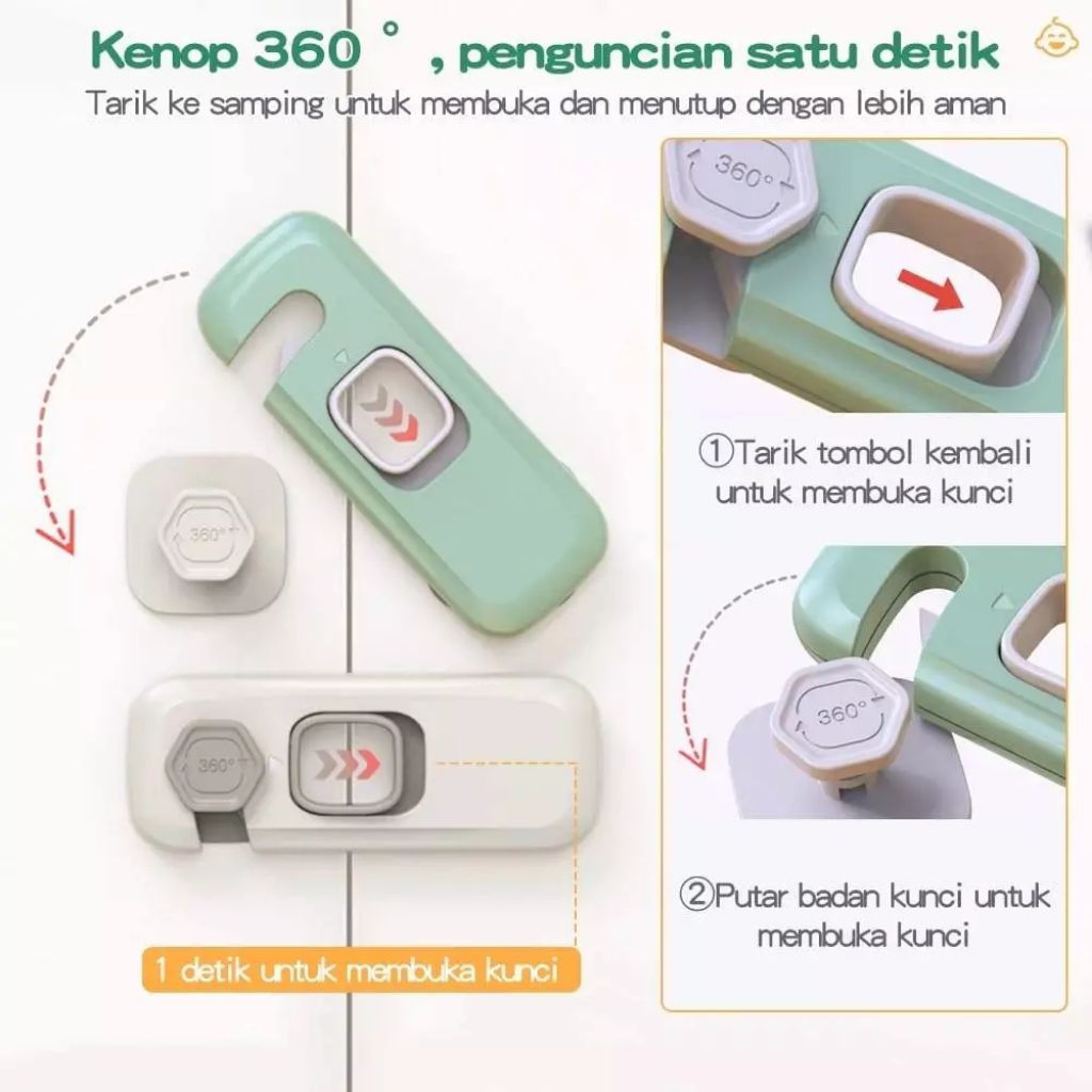 ALGAN25 GERENDEL PLASTIK PENGAIT PINTU RAK LEMARI LACI SERBAGUNA SAFETY LOCK PENGAMAN ANAK FURNITURE