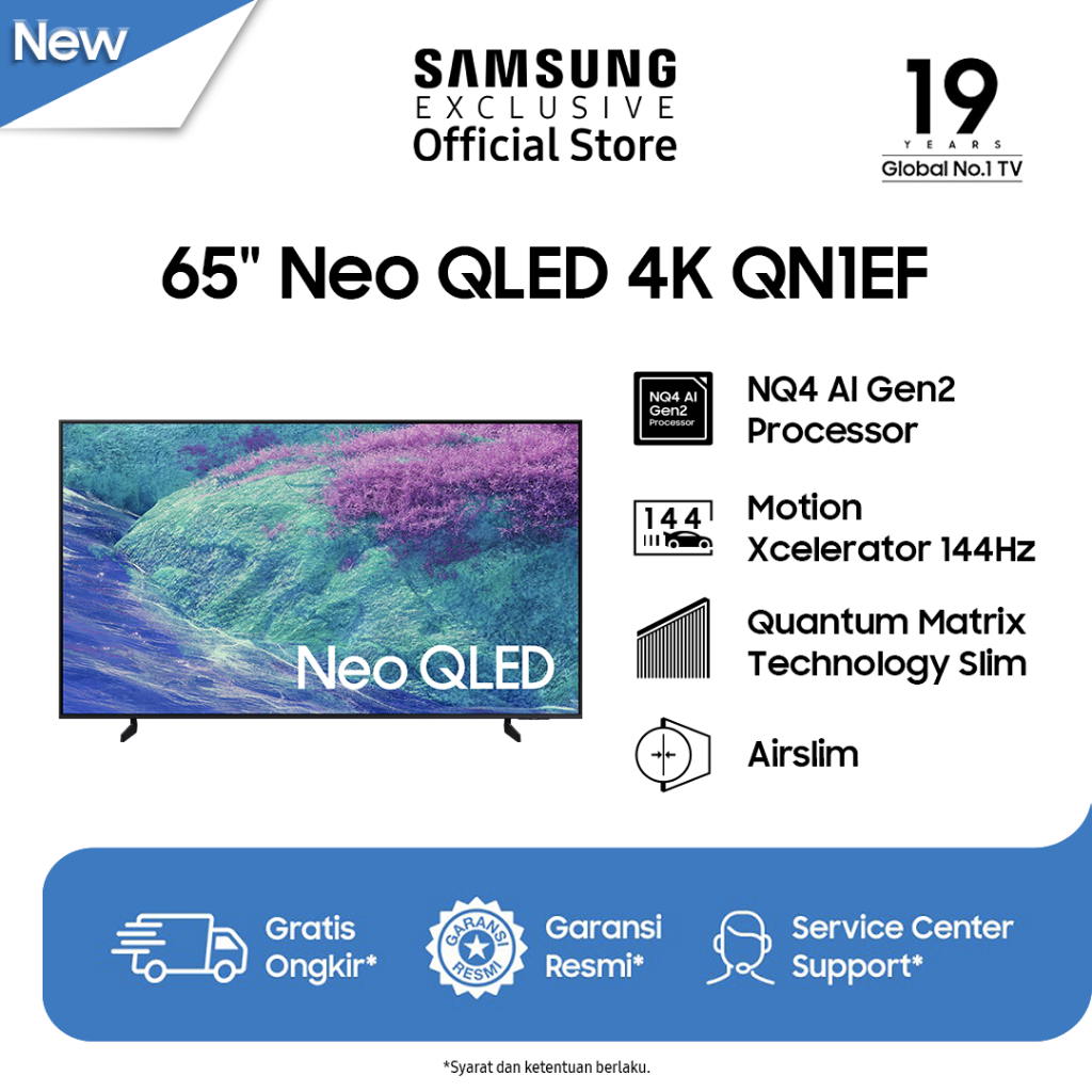Samsung Smart TV 65" Neo QLED 4K QN1EF | NQ4 AI Gen 2 Processor | AirSlim Design | QA65QN1EFAKXXD