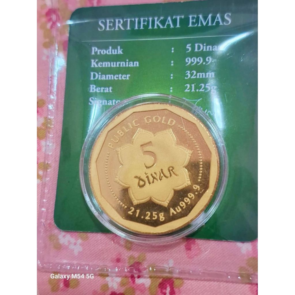 koin emas 5 dinar 21,25gr 999,9 bersertifikat original