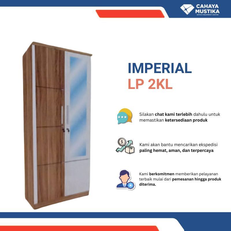 Jual Almari Pakaian Lemari Pakaian Anak Lemari Pakaian 2 Pintu Kaca Murah Imperial LP 2KL di Malang