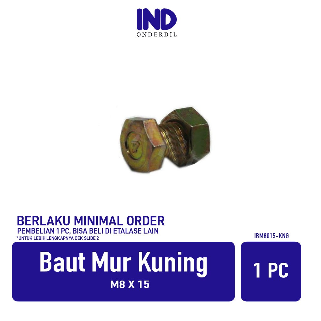 Baut-Baud Mur-Nut Kuning M8x15-M 8 x 15-M8-8x15