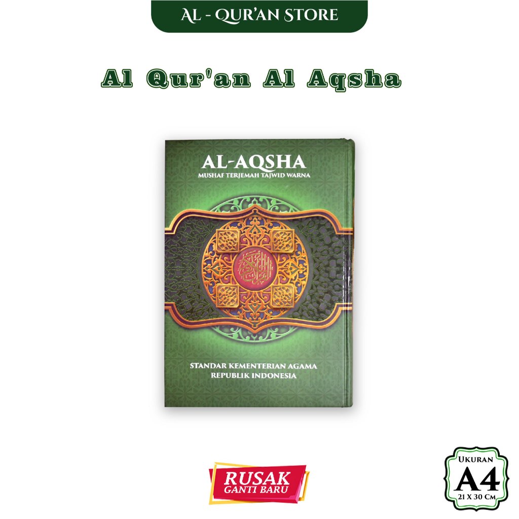 AL AQSHA A4, QURAN TERJEMAH, AL QURAN A4, AL QURAN TERJEMAH, AL QURAN TAJWID DAN TERJEMAHAN, BESAR