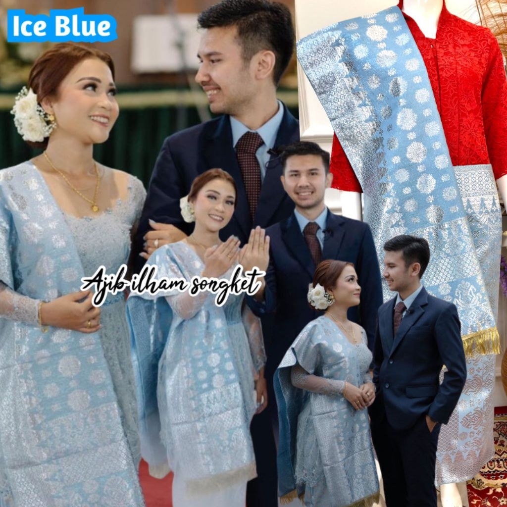 SONGKET MESIN ANEKA BIRU /ICE BLUE/ BIRU MUDA/ DENIM