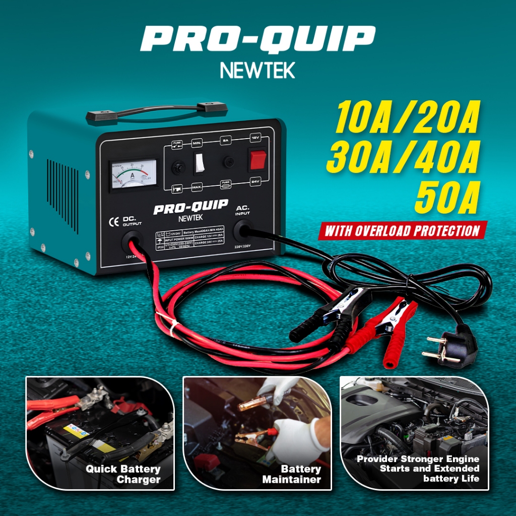 PRO-QUIP NEWTEK Accu Battery Charger / Pengisi Daya Aki RBC-10A/20A/30A/40A/50A