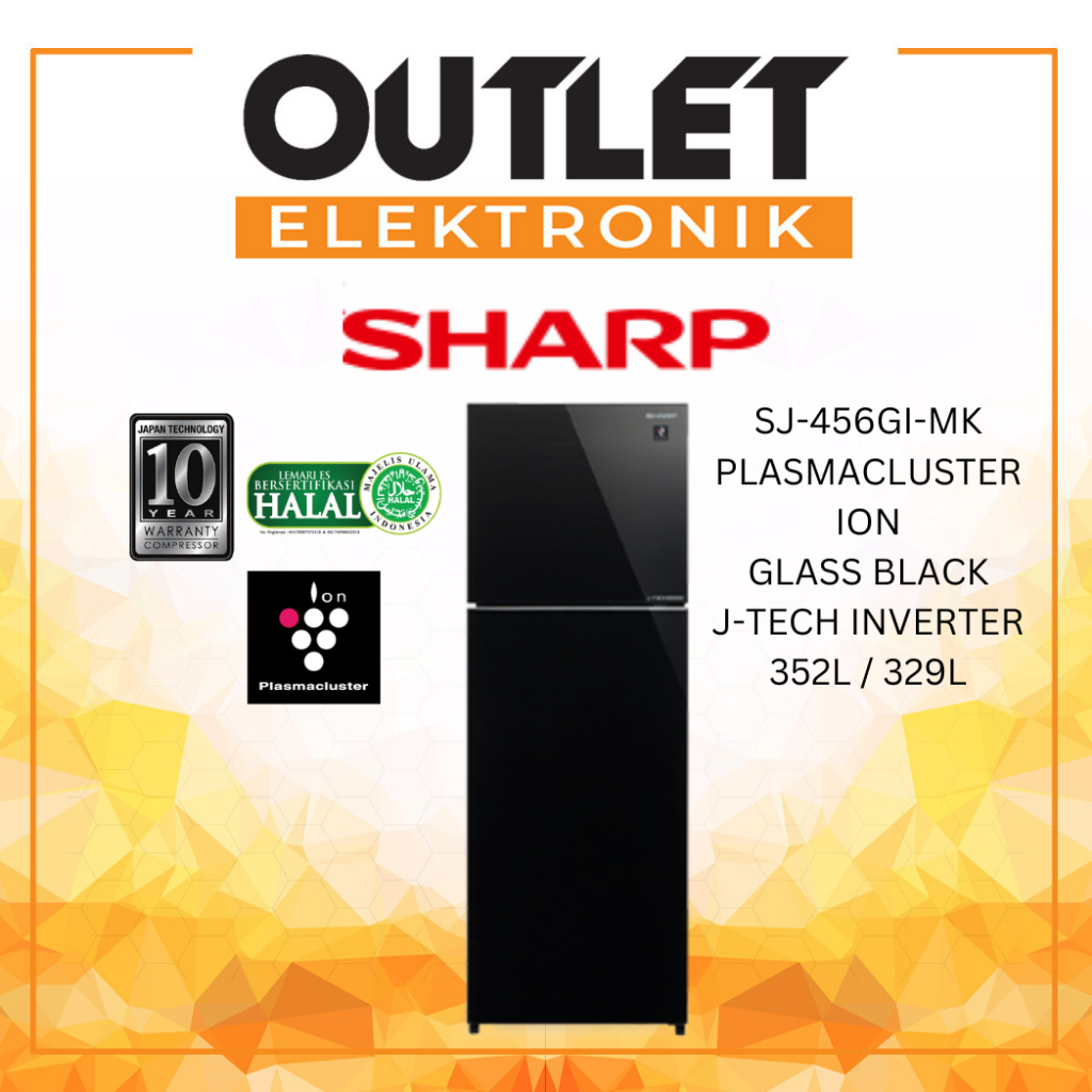 Sharp Kulkas 2 Pintu 329L SJ-456GI-MK J TECH INVERTER PLASMACLUSTER / SJ 456 GIMK / SJ456GI 329 LITE