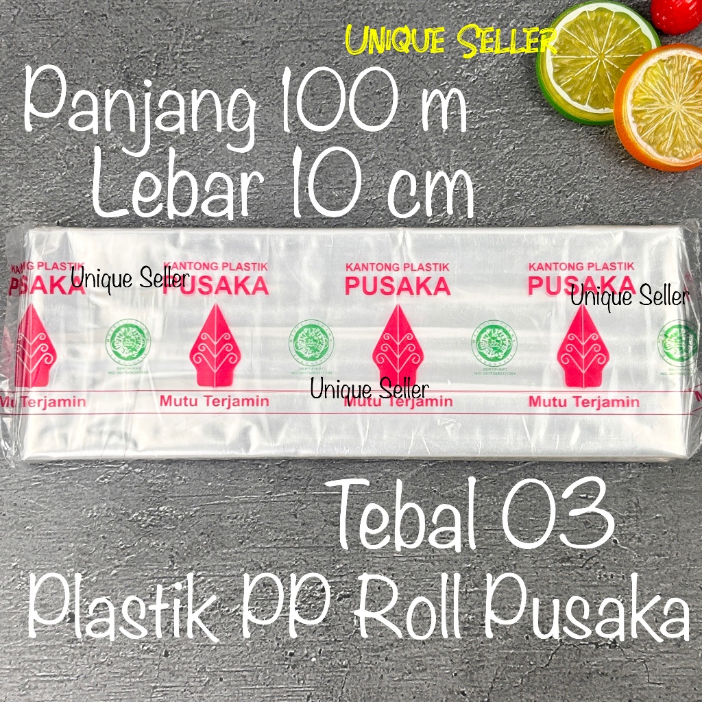 Plastik PP ROLL 10cm 10 cm Tebal 03 Panjang 100m PUSAKA Plastik Roll Pembungkus Kacang Biji Bubuk