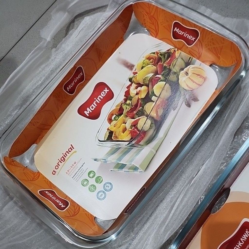 wadah saji segi kaca prasmanan kaca tempat sayur kaca Marinex 2,9L 3qt
