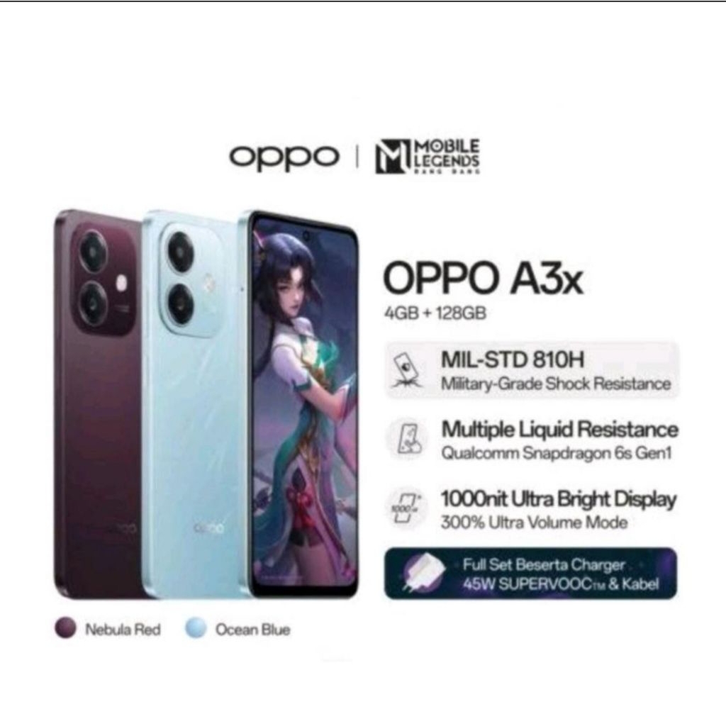 HP OPPO A3X 4/128 GB - OPPO A3X RAM 4GB ROM 128GB GARANSI RESMI