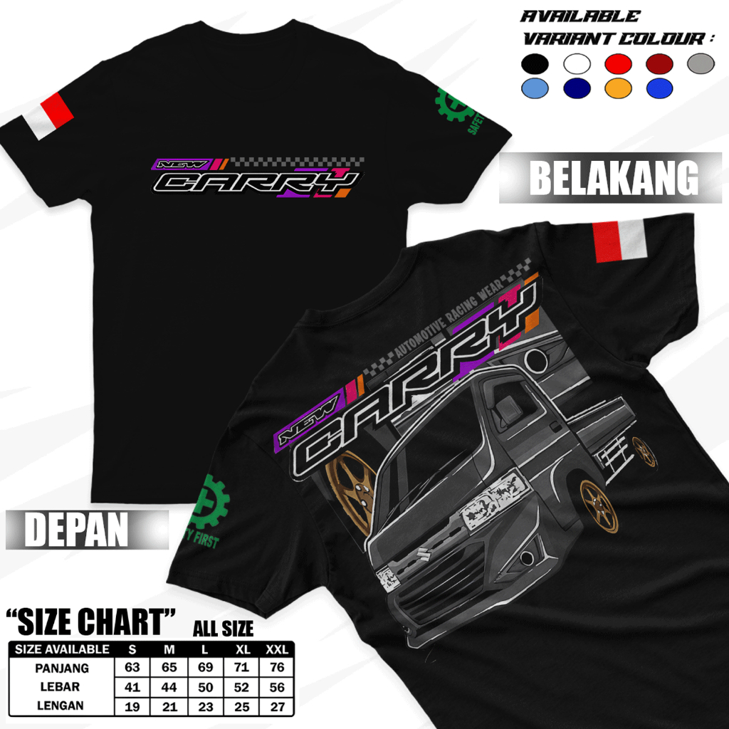 Kaos Mobil Suzuki New Carry Pickup Modifikasi Tshirt Truck Diesel Sablon Lengan Bendera Dan Safety O