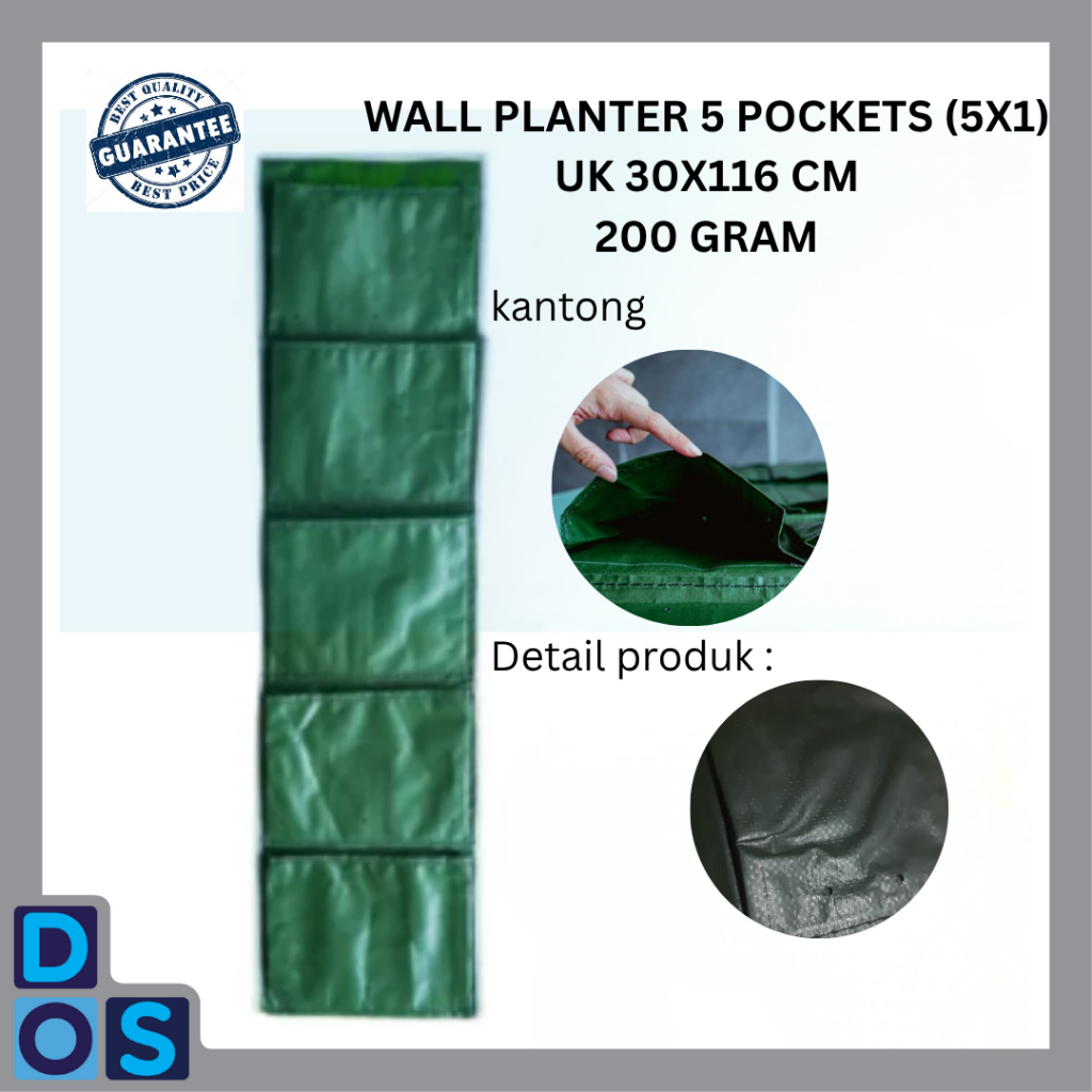 Wall Planter Bag 5 Kantong Pot Dinding Hijau Planter Bag Vertical