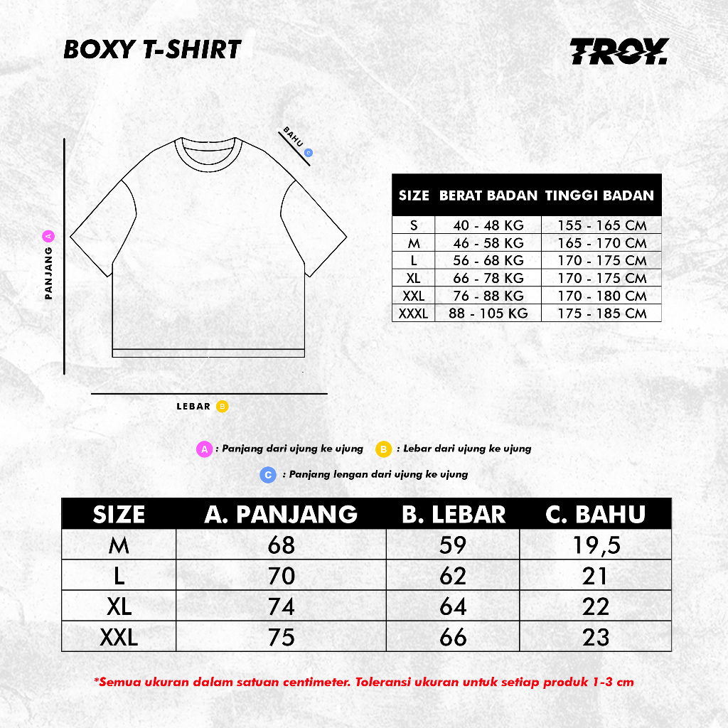 Troy Company Boxy Oversize Tshirt White Patience - Kaos Boxy Oversize Putih Lengan Pendek MBD 2524