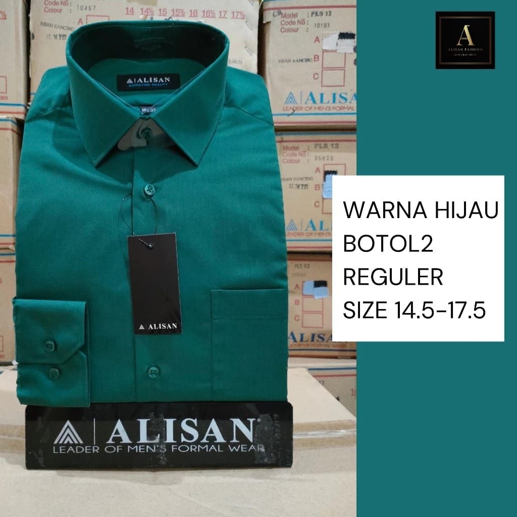 Kemeja Alisan Top Brand Reguler Lengan Panjang Warna Hijau Botol 2