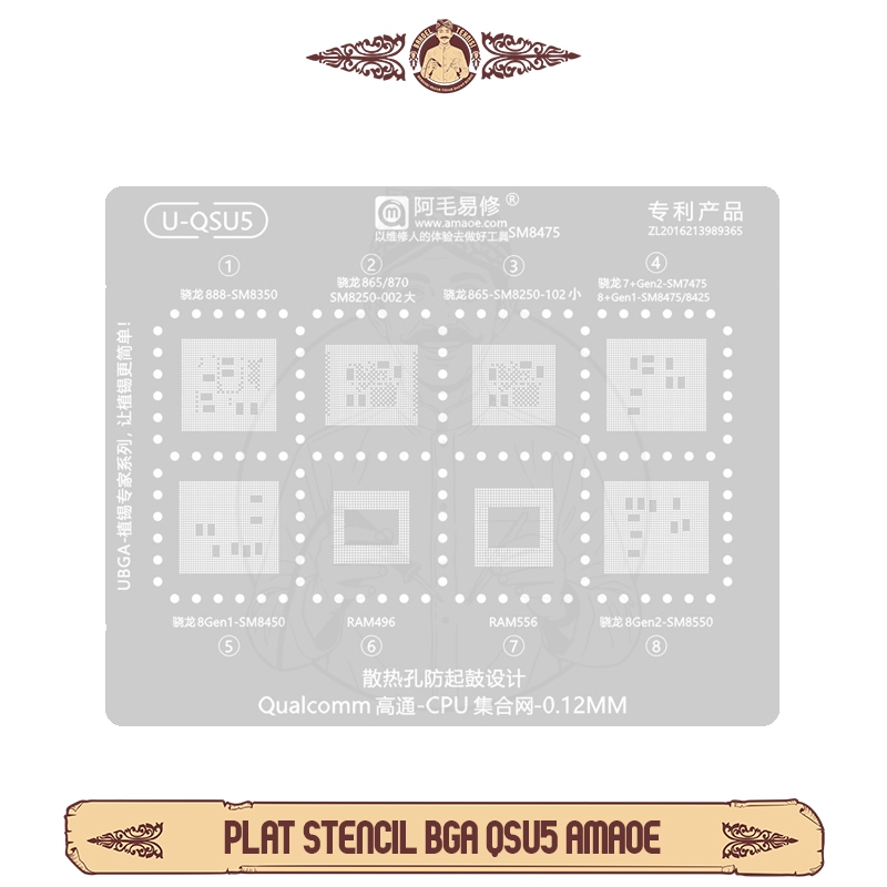 Plat Cetakan Amaoe U-QSU5 / Cetakan IC Amaoe U-QSU5 / Cetakan BGA Amaoe U-QSU5 / Amaoe BGA Rebaling 