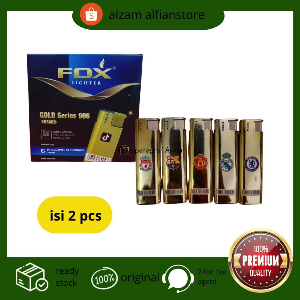 Korek Api Bara Fox ligther ( 2 pcs ) gold series 906 SNI