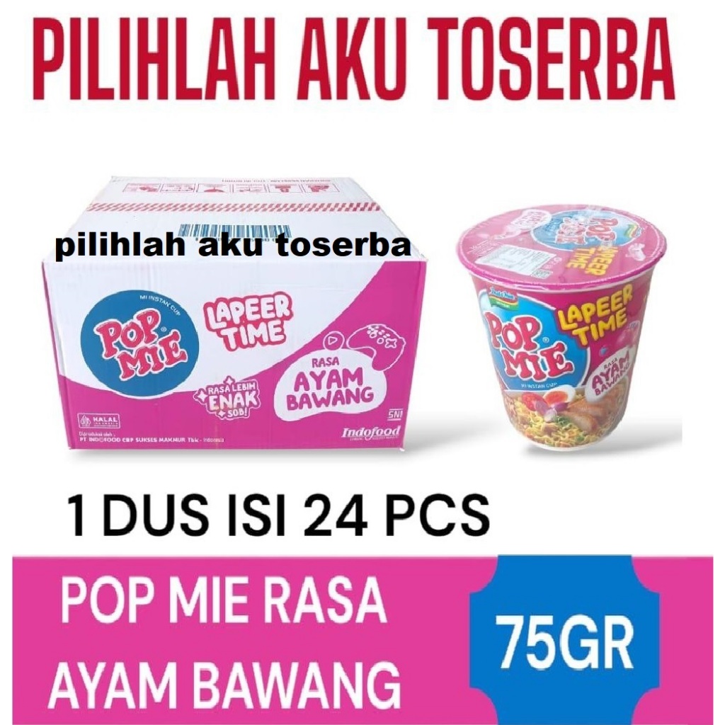 Mie Instant POP MIE Rebus Rasa AYAM BAWANG - ( Harga 1 DUS )