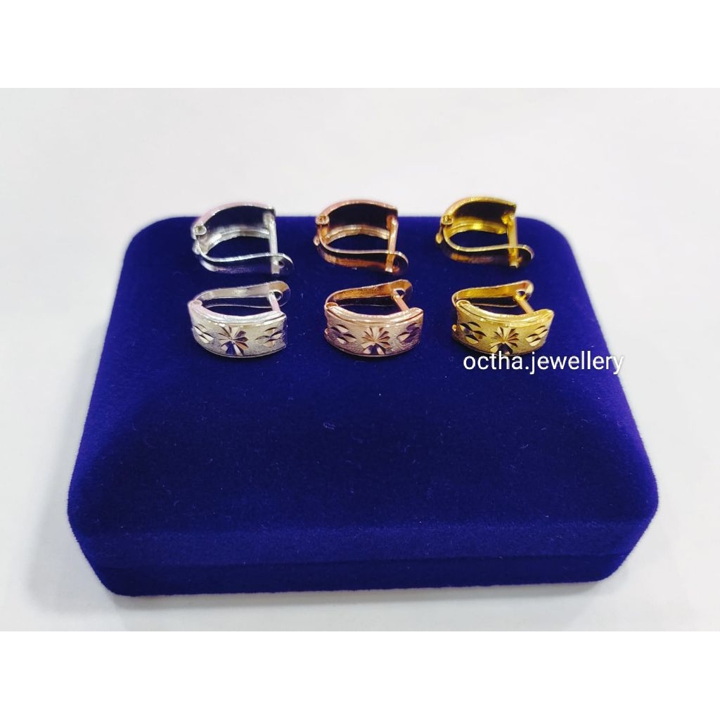 ANTING JEPIT UKIR PERAK ASLI 925 LAPIS EMAS