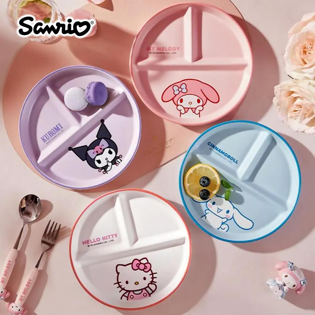 Piring Makan Sekat 3 Cinnamoroll Kuromi Original Sanrio Hello Kitty My Melody Keramik Porselen