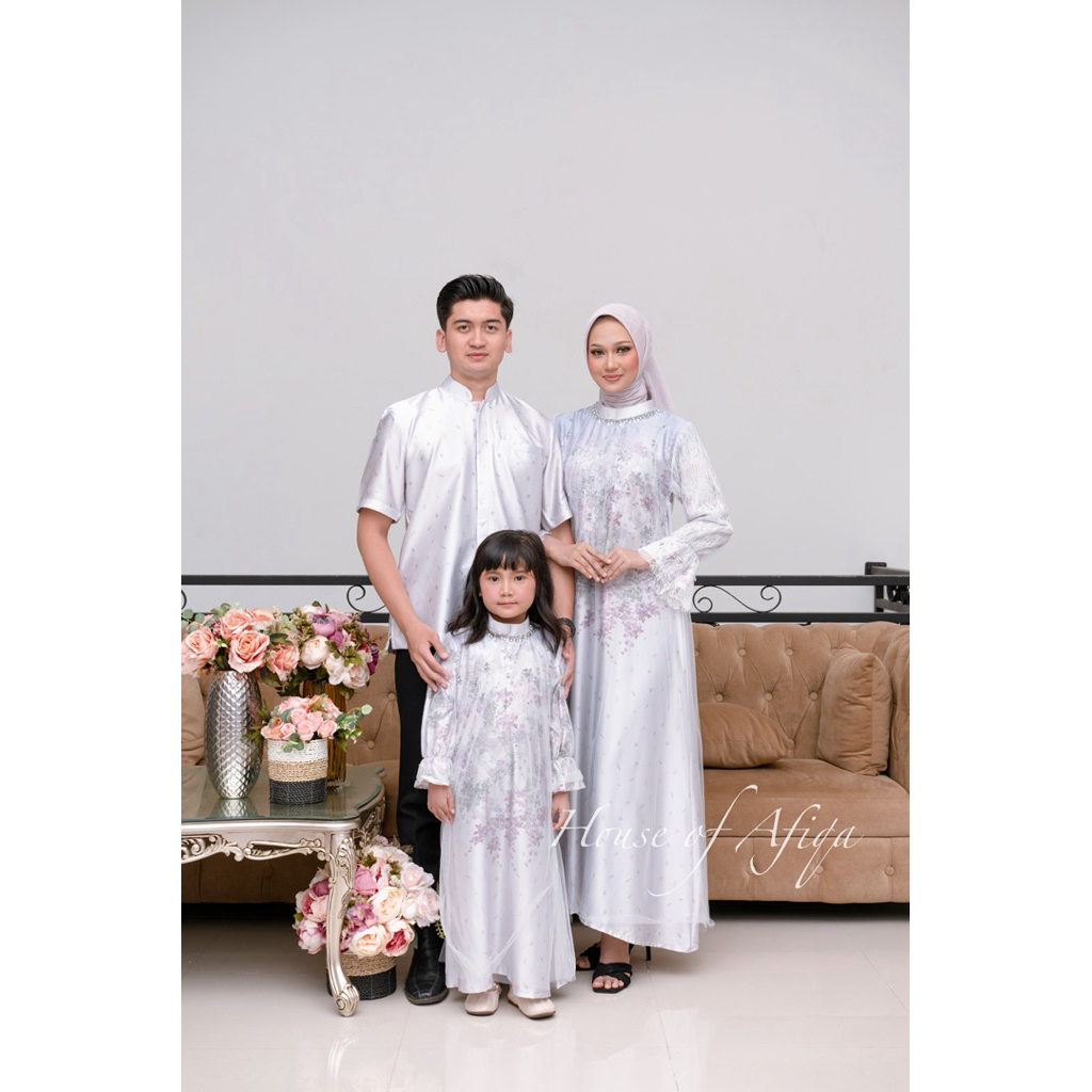 SAFIRA - Gamis Family Set by Afiqa Mix Silk Luxury Persiapan Lebaran