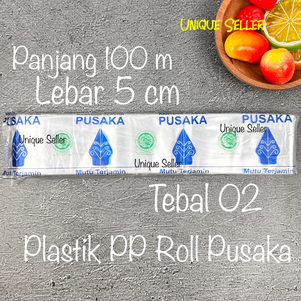 Plastik PP ROLL 5cm 5 cm Tebal 02 Panjang 100m PUSAKA Plastik Roll Pembungkus Kacang Biji Bubuk