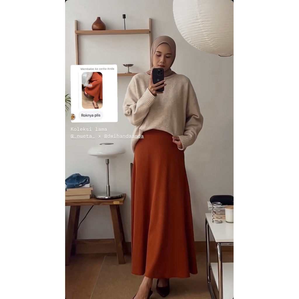 Nueta Skirt x Dwihanda Waffle Skirt Terracota Preloved