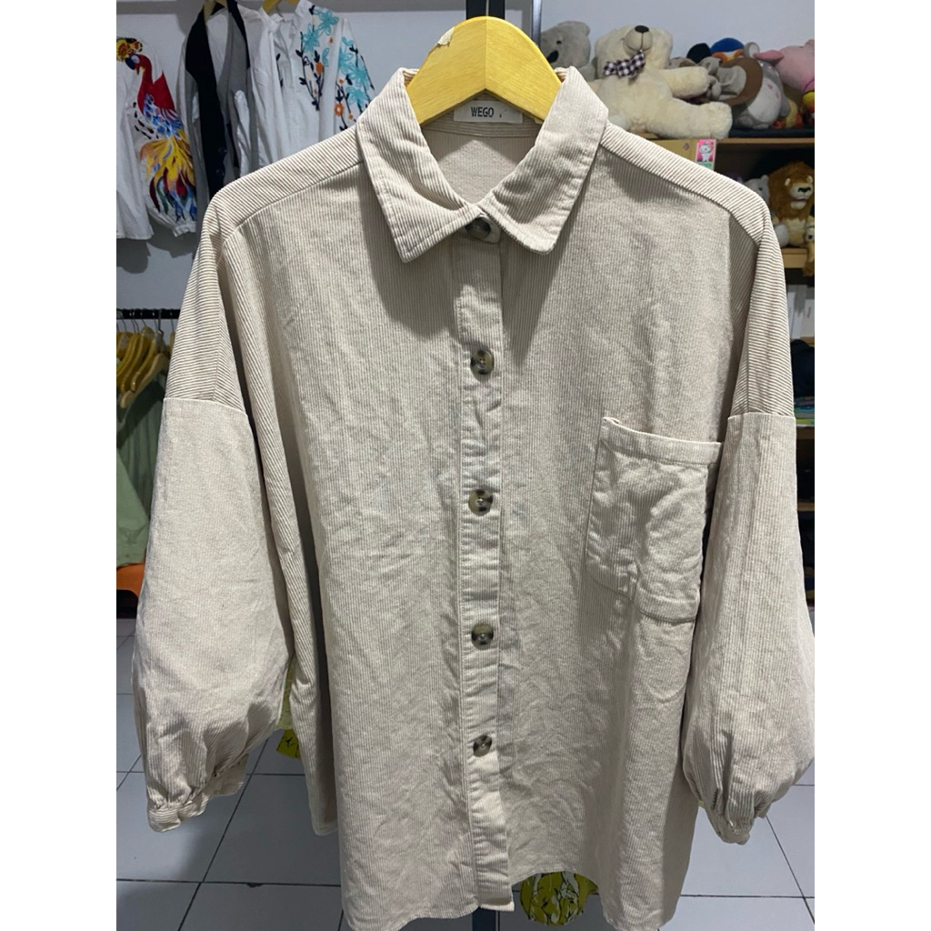 Kemeja Corduroy Balon Wego Cream